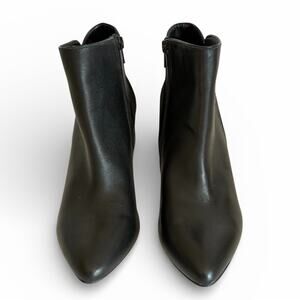 Alfani Black Leather Pointed Toe Kitten Heel Ankle Booties NWOT 9